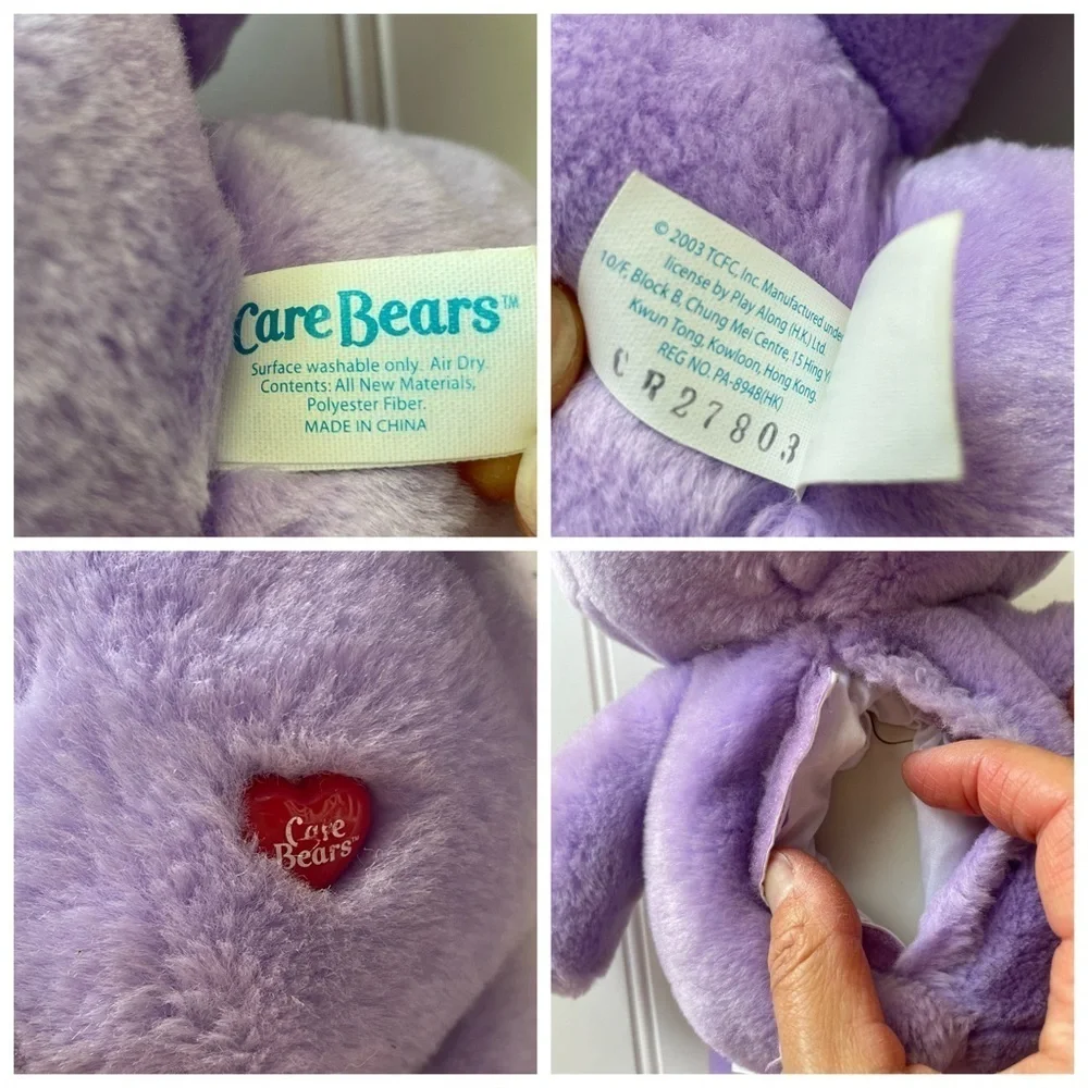 Care Bear Purple Harmony Bear flower Talking Works 13” Plush Stuffed Animal 2003
